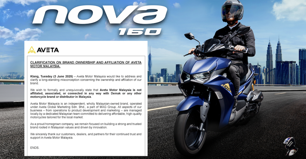 Aveta Motor Malaysia: Kami Tak Ada Kaitan dengan Demak