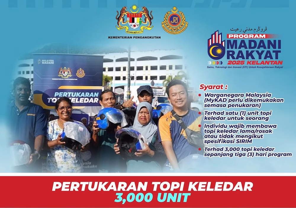 3,000 pengunjung bertuah Program Malaysia Madani di Kota Bharu berpeluang menukar topi keledar baru secara percuma